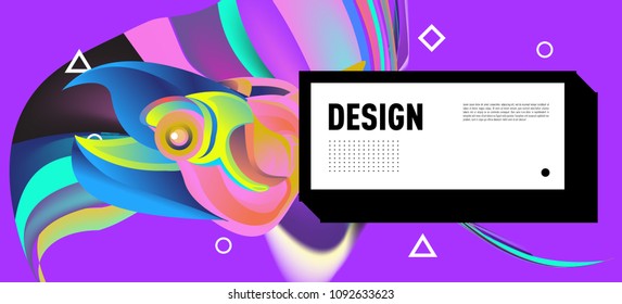 Modern colorful flow poster with bird head. Wave Liquid shape in colorful background. Art design for your design project. Vector illustration EPS10