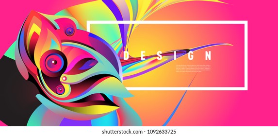 Modern colorful flow poster with bird head. Wave Liquid shape in colorful background. Art design for your design project. Vector illustration EPS10