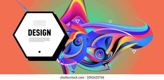 Modern colorful flow poster with bird head. Wave Liquid shape in colorful background. Art design for your design project. Vector illustration EPS10