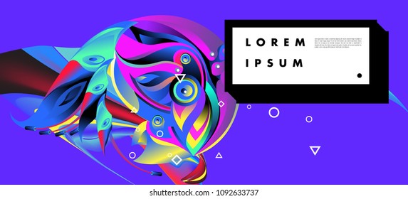 Modern colorful flow poster with bird head. Wave Liquid shape in colorful background. Art design for your design project. Vector illustration EPS10