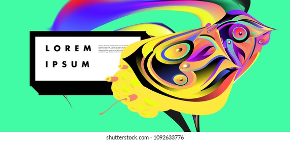 Modern colorful flow poster with bird head. Wave Liquid shape in colorful background. Art design for your design project. Vector illustration EPS10