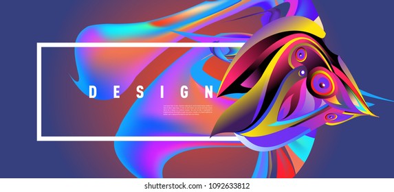 Modern colorful flow poster with bird head. Wave Liquid shape in colorful background. Art design for your design project. Vector illustration EPS10