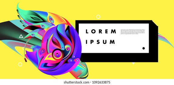 Modern colorful flow poster with bird head. Wave Liquid shape in colorful background. Art design for your design project. Vector illustration EPS10