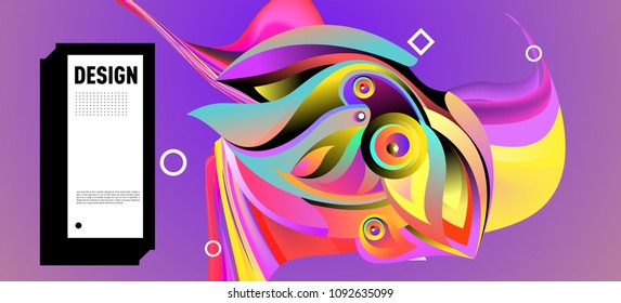 Modern colorful flow poster with bird head. Wave Liquid shape in colorful background. Art design for your design project. Vector illustration EPS10