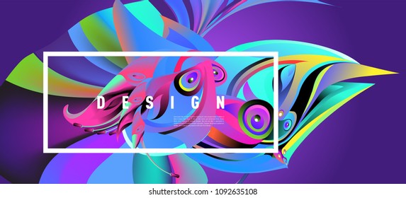 Modern colorful flow poster with bird head. Wave Liquid shape in colorful background. Art design for your design project. Vector illustration EPS10