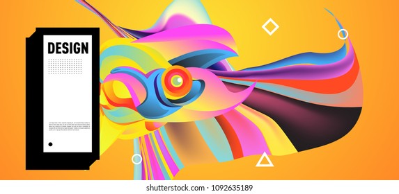 Modern colorful flow poster with bird head. Wave Liquid shape in colorful background. Art design for your design project. Vector illustration EPS10