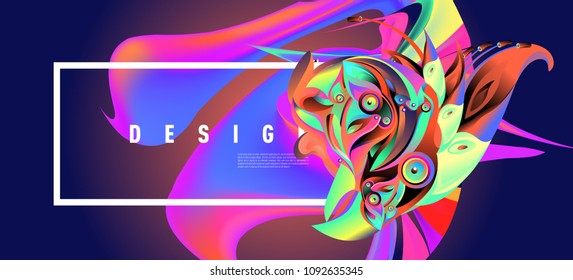 Modern colorful flow poster with bird head. Wave Liquid shape in colorful background. Art design for your design project. Vector illustration EPS10