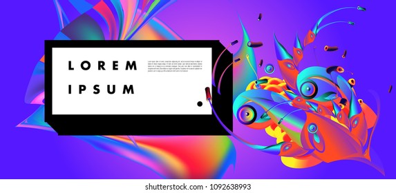 Modern colorful flow poster with bird head. Wave Liquid shape in colorful background. Art design for your design project. Vector illustration EPS10