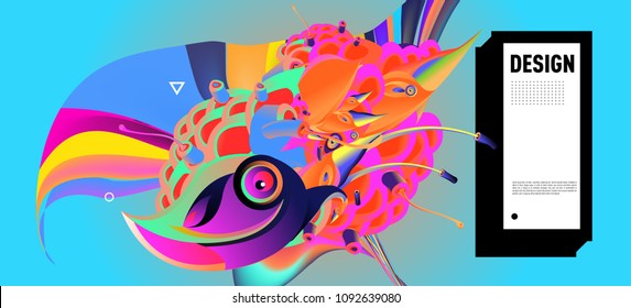 Modern colorful flow poster with bird head. Wave Liquid shape in colorful background. Art design for your design project. Vector illustration EPS10