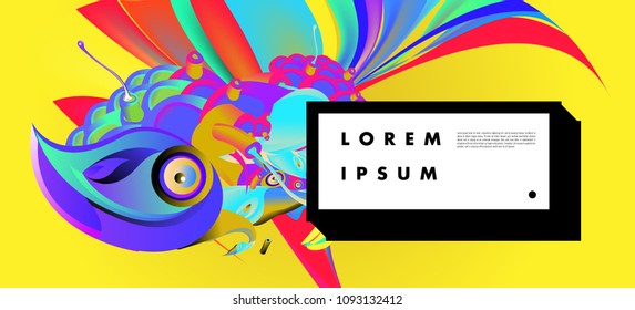 Modern colorful flow poster with bird head. Wave Liquid shape in colorful background. Art design for your design project. Vector illustration EPS10