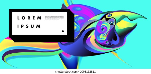 Modern colorful flow poster with bird head. Wave Liquid shape in colorful background. Art design for your design project. Vector illustration EPS10