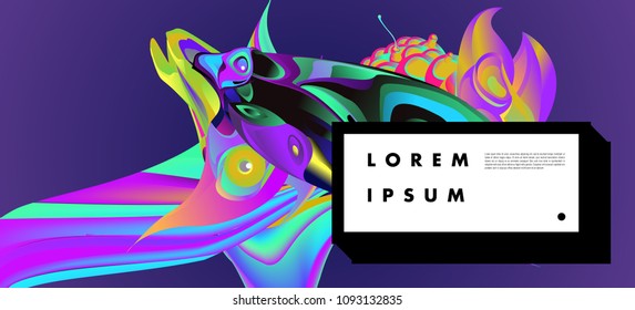 Modern colorful flow poster with bird head. Wave Liquid shape in colorful background. Art design for your design project. Vector illustration EPS10