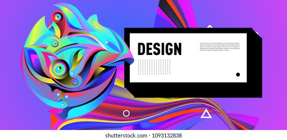 Modern colorful flow poster with bird head. Wave Liquid shape in colorful background. Art design for your design project. Vector illustration EPS10