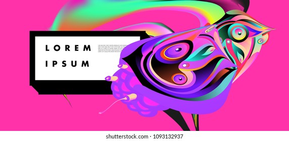 Modern colorful flow poster with bird head. Wave Liquid shape in colorful background. Art design for your design project. Vector illustration EPS10
