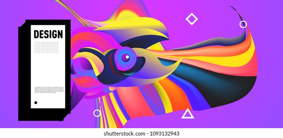 Modern colorful flow poster with bird head. Wave Liquid shape in colorful background. Art design for your design project. Vector illustration EPS10