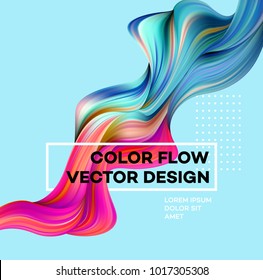 Modern colorful flow poster. Wave Liquid shape in blue color background. Art design for your design project. Vector illustration EPS10