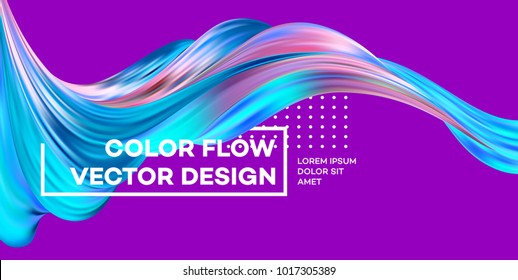 Modern colorful flow poster. Wave Liquid shape in blue color background. Art design for your design project. Vector illustration EPS10 - Shutterstock ID 1017305389