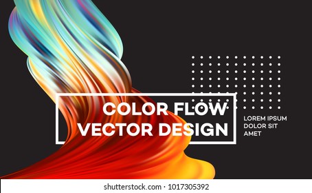 Modern colorful flow poster. Wave Liquid shape in black color background. Art design for your design project. Vector illustration EPS10