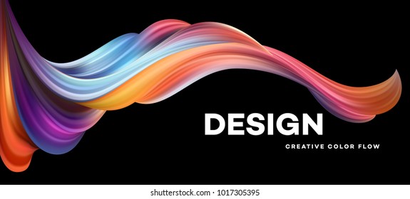 Modern colorful flow poster. Wave Liquid shape in black color background. Art design for your design project. Vector illustration EPS10