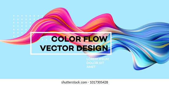 Modern colorful flow poster. Wave Liquid shape in blue color background. Art design for your design project. Vector illustration EPS10 - Shutterstock ID 1017305428
