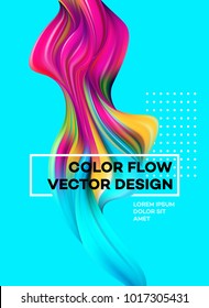 Modern colorful flow poster. Wave Liquid shape in blue color background. Art design for your design project. Vector illustration EPS10