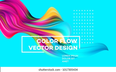 Modern colorful flow poster. Wave Liquid shape in blue color background. Art design for your design project. Vector illustration EPS10