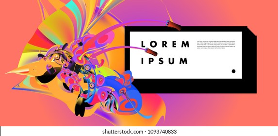 Modern colorful flow poster. Wave Liquid shape in blue color background. Art design for your design project. Vector illustration EPS10

