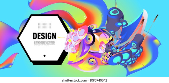 Modern colorful flow poster. Wave Liquid shape in blue color background. Art design for your design project. Vector illustration EPS10

