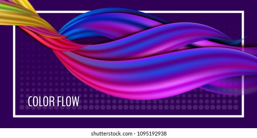 Modern colorful flow poster. Wave Liquid shape in purple color background. Art design for your design project. Vector illustration