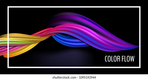 Modern colorful flow poster. Wave Liquid shape in black color background. Art design for your design project. Vector illustration