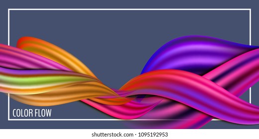 Modern colorful flow poster. Wave Liquid shape in blue color background. Art design for your design project. Vector illustration