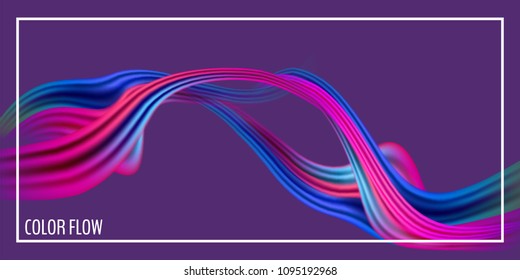 Modern colorful flow poster. Wave Liquid shape in black color background. Art design for your design project. Vector illustration