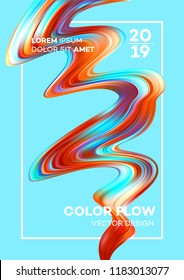 Modern colorful flow poster. Wave Liquid shape in blue color background. Art design for your design project. Vector illustration