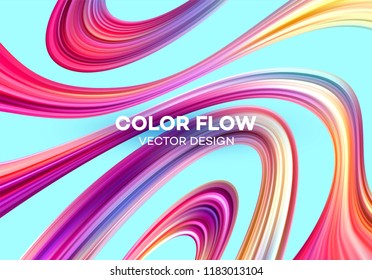 Modern colorful flow poster. Wave Liquid shape in blue color background. Art design for your design project. Vector illustration