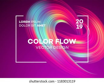 Modern colorful flow poster. Wave Liquid shape in blue color background. Art design for your design project. Vector illustration