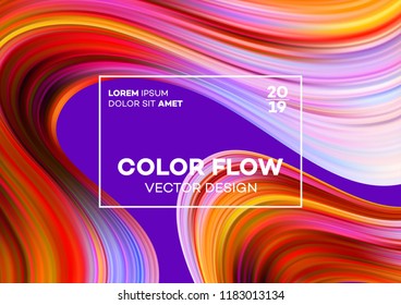 Modern colorful flow poster. Wave Liquid shape in blue color background. Art design for your design project. Vector illustration