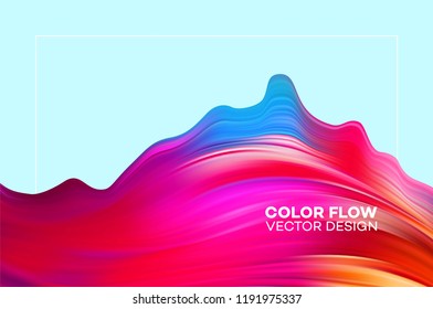 Modern colorful flow poster. Wave Liquid shape in blue color background. Art design for your design project. Vector illustration