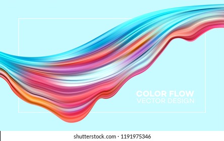 Modern colorful flow poster. Wave Liquid shape in blue color background. Art design for your design project. Vector illustration