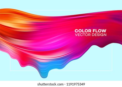 Modern colorful flow poster. Wave Liquid shape in blue color background. Art design for your design project. Vector illustration