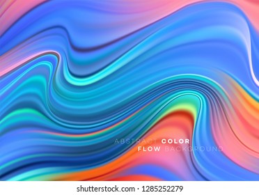 Modern colorful flow poster. Wave Liquid shape in black color background. Art design for your design project. Vector illustration EPS10