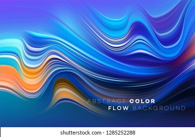 Modern colorful flow poster. Wave Liquid shape in black color background. Art design for your design project. Vector illustration EPS10