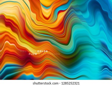 Modern colorful flow poster. Wave Liquid shape in black color background. Art design for your design project. Vector illustration EPS10