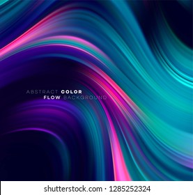 Modern colorful flow poster. Wave Liquid shape in black color background. Art design for your design project. Vector illustration EPS10