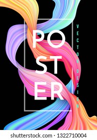 Modern colorful flow poster. Wave Liquid shape on dark background. Art design for your project. Vector illustration.