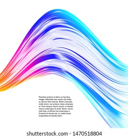 Modern colorful flow poster. Wave Liquid shape in rainbow color reflects flare background. Art design for your design project. Vector illustration EPS10 or booklet layout, wellness leaflet, newsletter