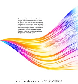 Modern colorful flow poster. Wave Liquid shape in rainbow color reflects flare background. Art design for your design project. Vector illustration EPS10 or booklet layout, wellness leaflet, newsletter