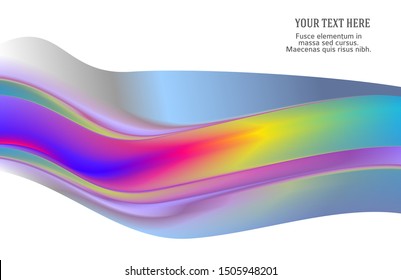 Modern colorful flow poster. Wave Liquid shape in rainbow color reflects flare metalic background Art design for your project. Vector illustration EPS10 or booklet layout, wellness leaflet, newsletter