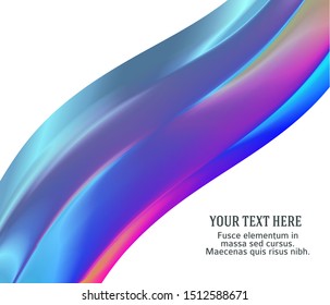 Modern colorful flow poster. Wave Liquid shape in rainbow color reflects flare background. Art design for your design project. Vector illustration EPS10 or booklet layout, wellness leaflet, newsletter