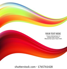 Afiche moderno de flujo colorido. Forma líquida ondulada en color arcoiris que refleja el fondo de la bengala. Diseño artístico para su proyecto de diseño. Ilustración vectorial EPS10 o distribución de folletos, folleto de bienestar, boletín