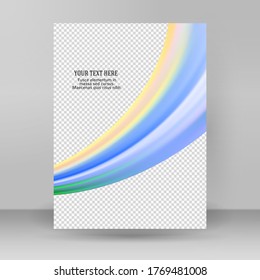 Modern colorful flow poster. Wave Liquid shape in rainbow color reflects flare background. Art design for your design project. Vector illustration EPS10 or booklet layout, wellness leaflet, newsletter